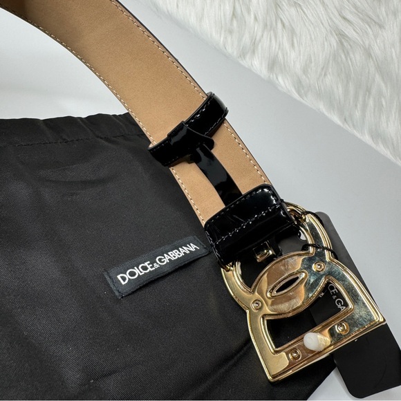 Dolce & Gabbana Black Polished Belt - Size 90 - Picture 3 of 5
